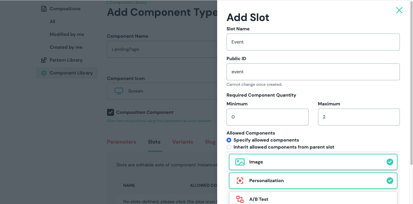 Create composition with slot