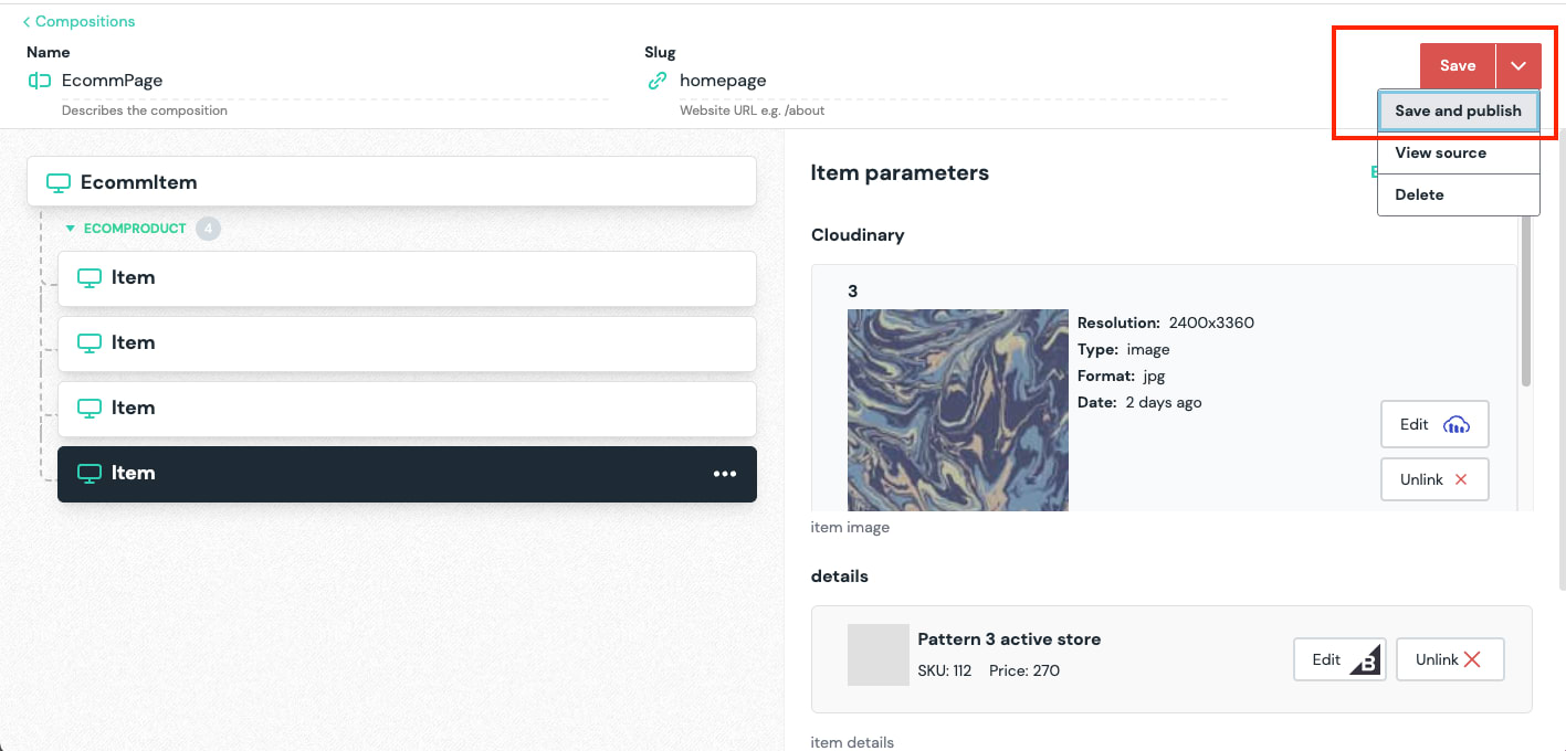 Save and publish changes