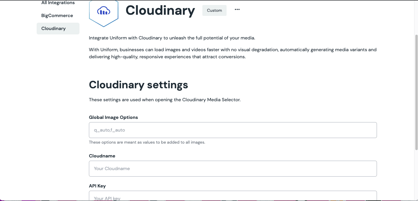 Add Cloudname & API Key