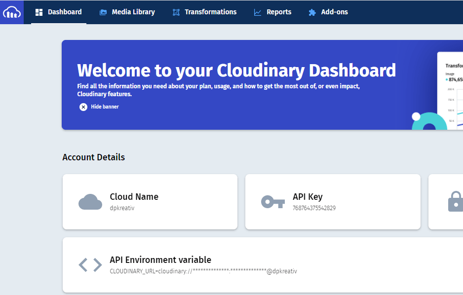 Cloudinary Dashboard