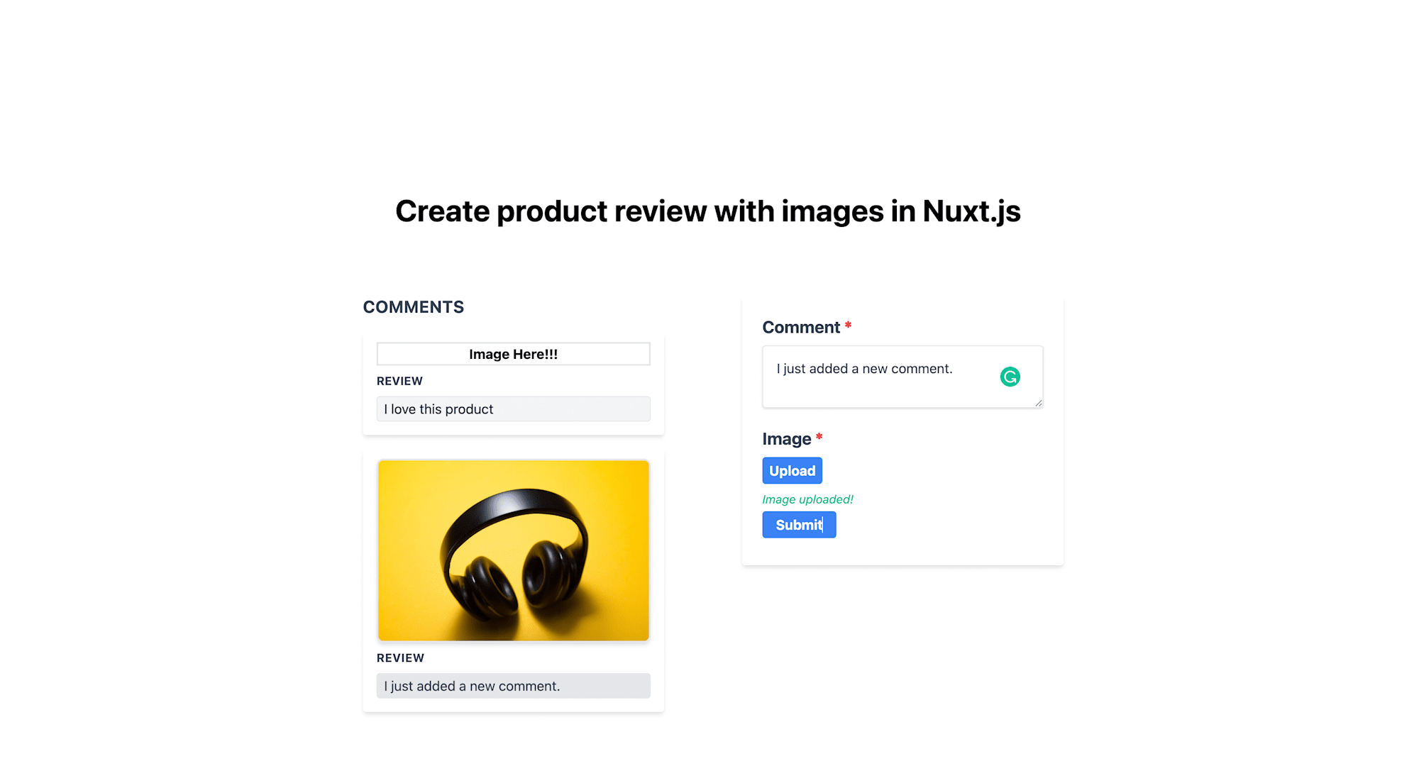 Create Product Review with Images in Nuxt