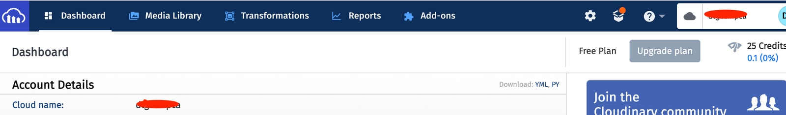Shaded portions are where your cloud name is located in cloudinary