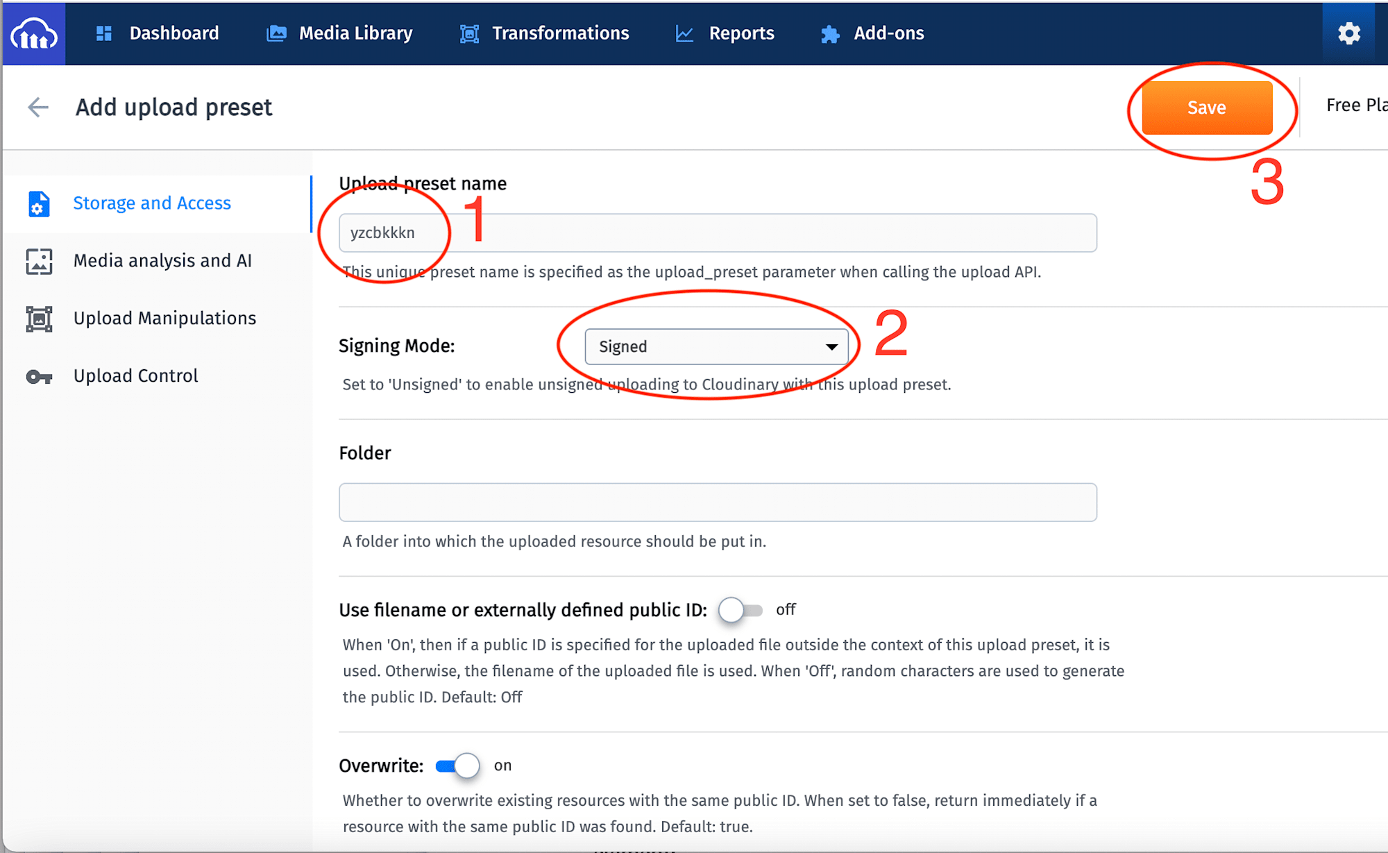 copy preset name and save
