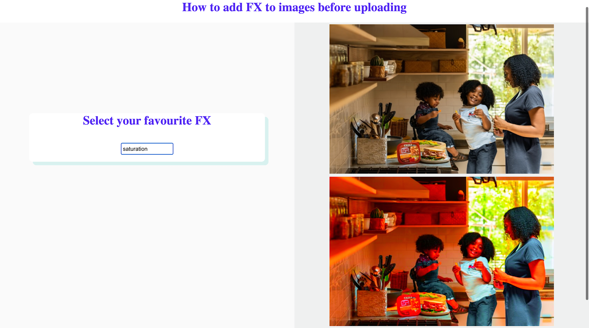 How to add FX to images before uploading