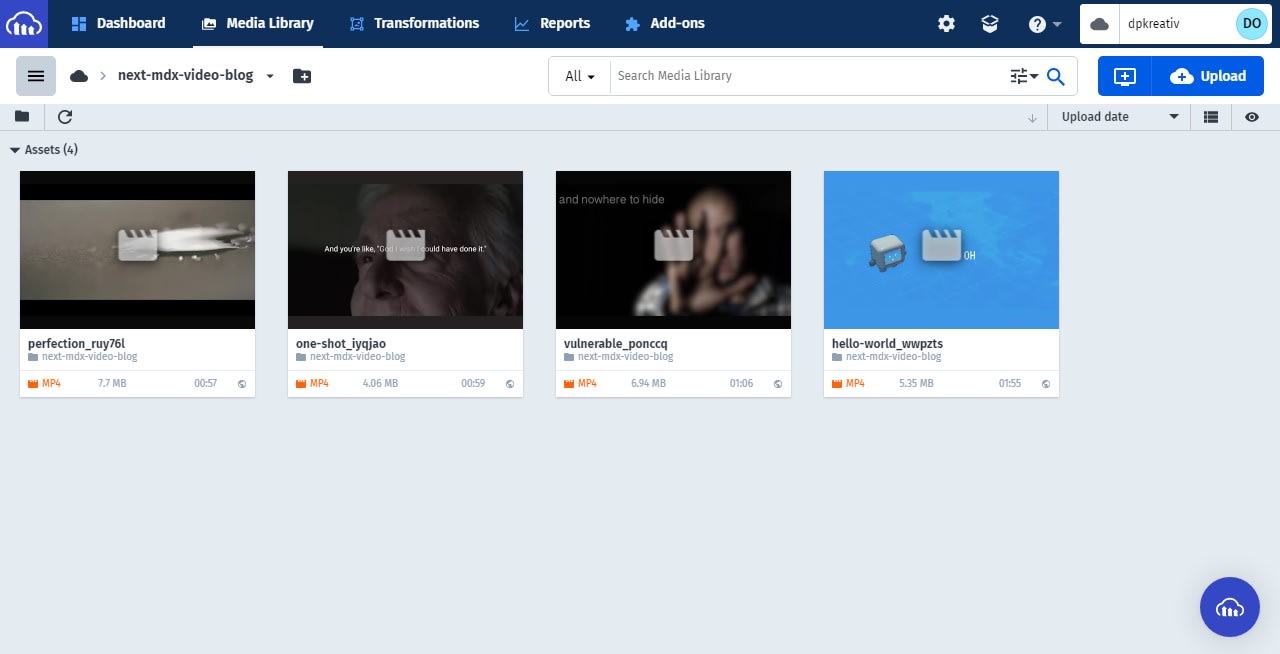 Upload videos to Cloudinary