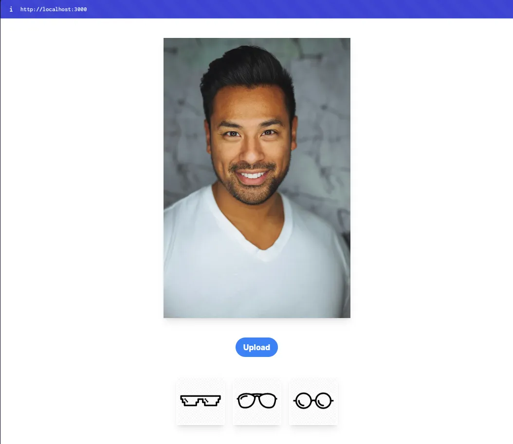 uploaded profile picture with glasses options below