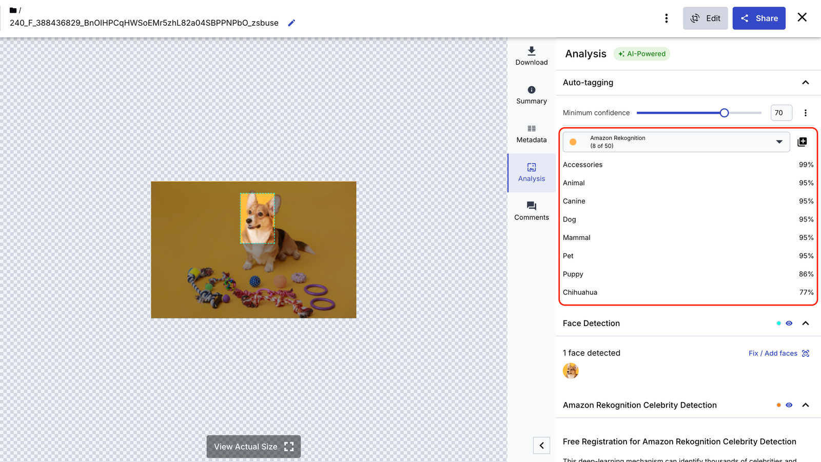 Cloudinary Media Library with generated auto tags