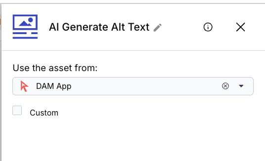 AI Generate Alt Text block settings