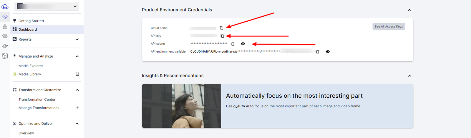 Cloudinary credentials