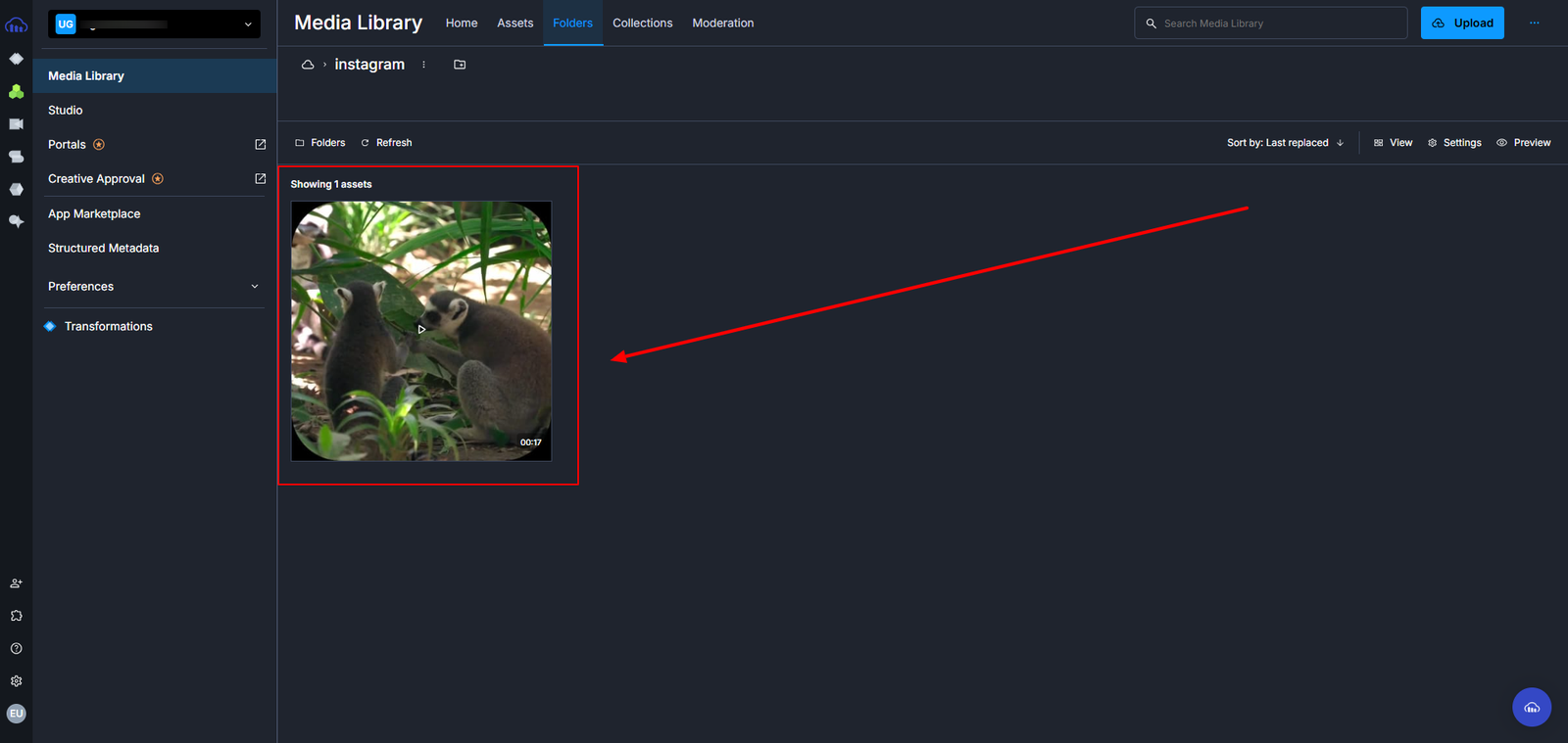 Media Library with the optimized video in your designated folder