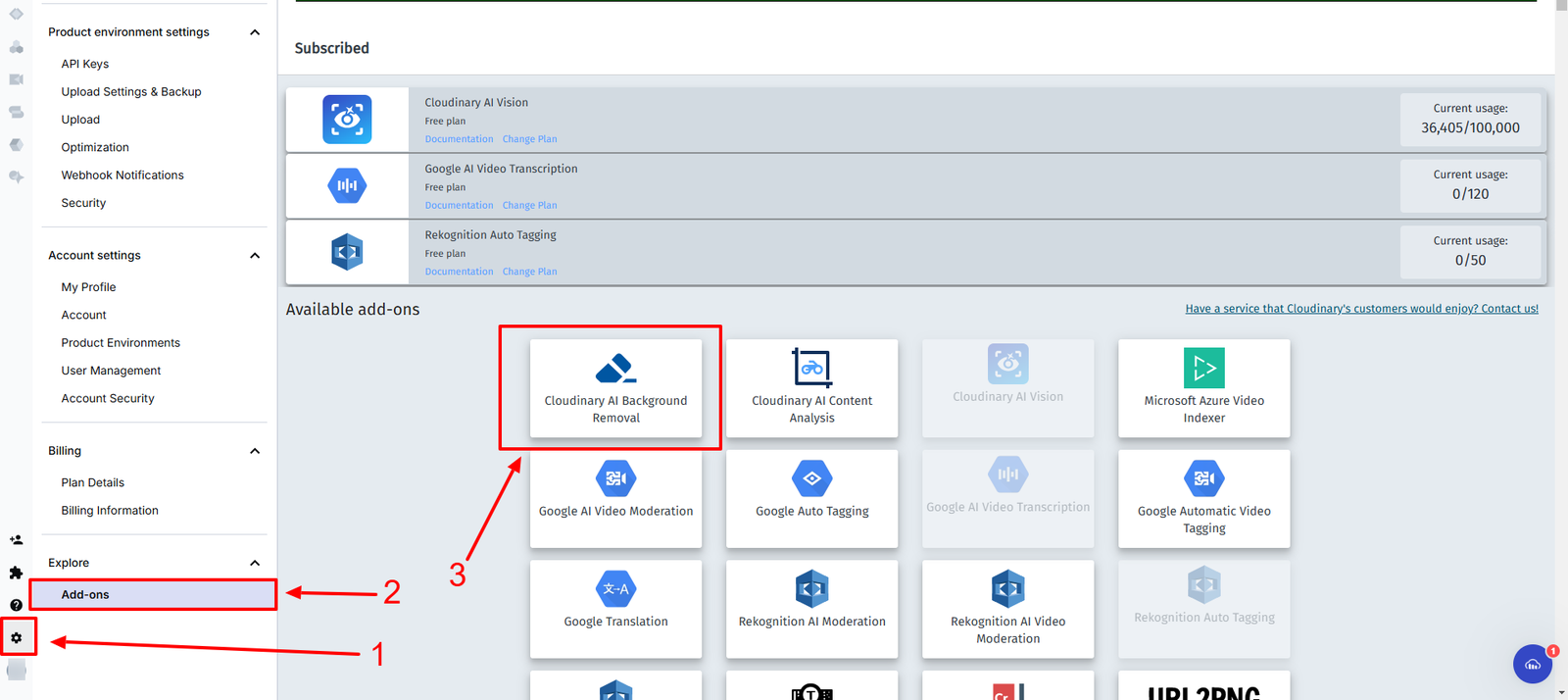 Cloudinary AI Background Removal add-on