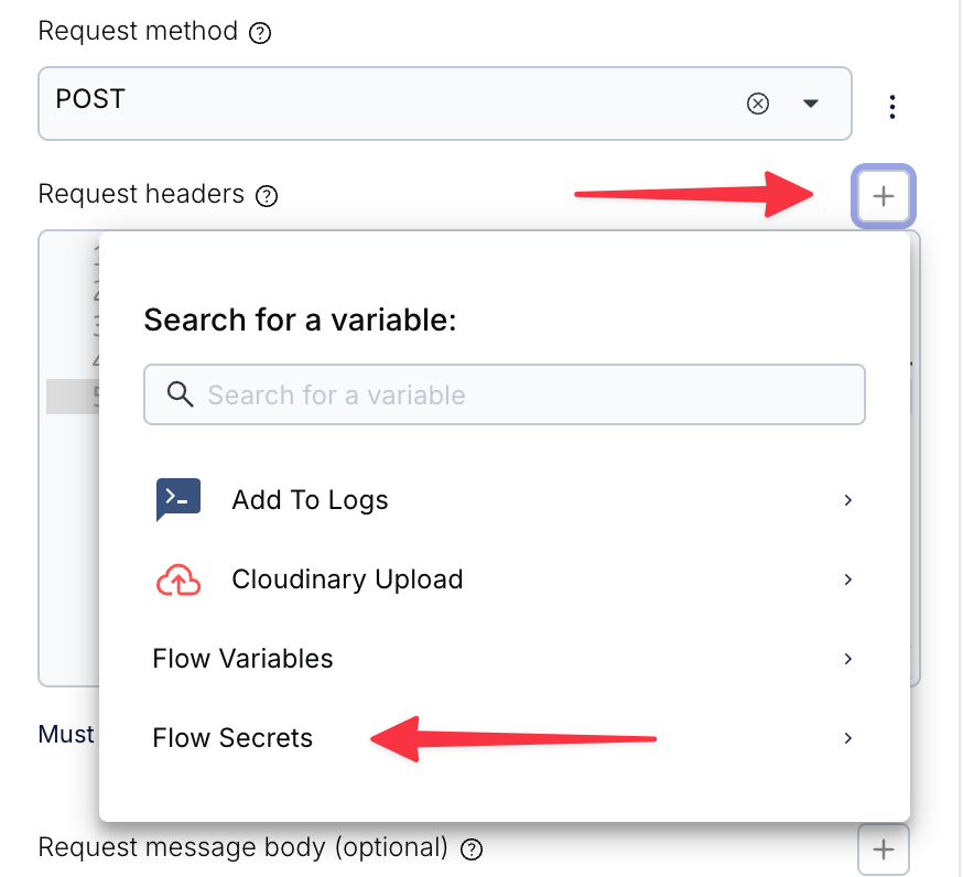Dialog for injecting a secret