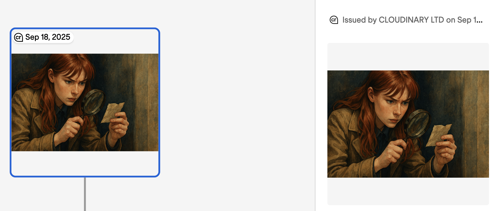 Content Credentials showing Clara: Sep 18, 2025.