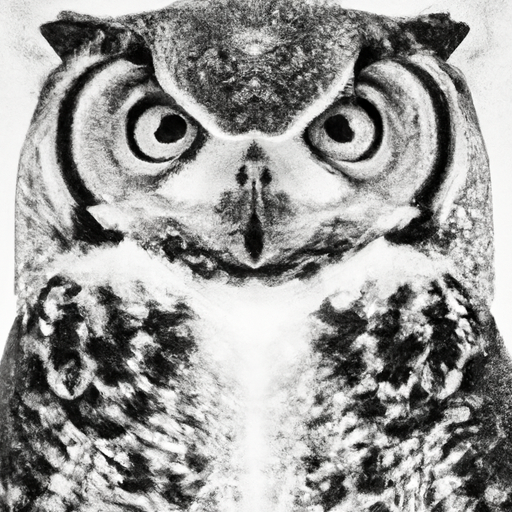 Image of an owl in black and white