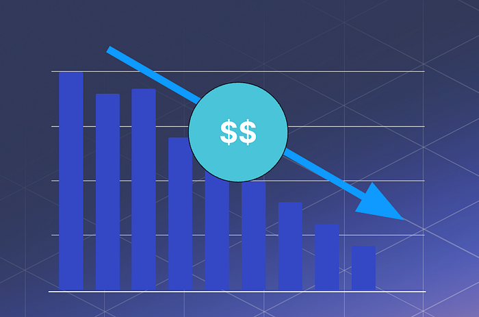 Graph showing revenue sloping downwards