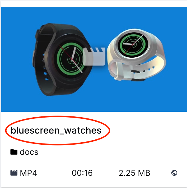 Two watches overlayed on a blue screen. The name "bluescreen_watches" is outlined in red.