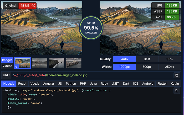 Optimized asset of a road winding through a mountain