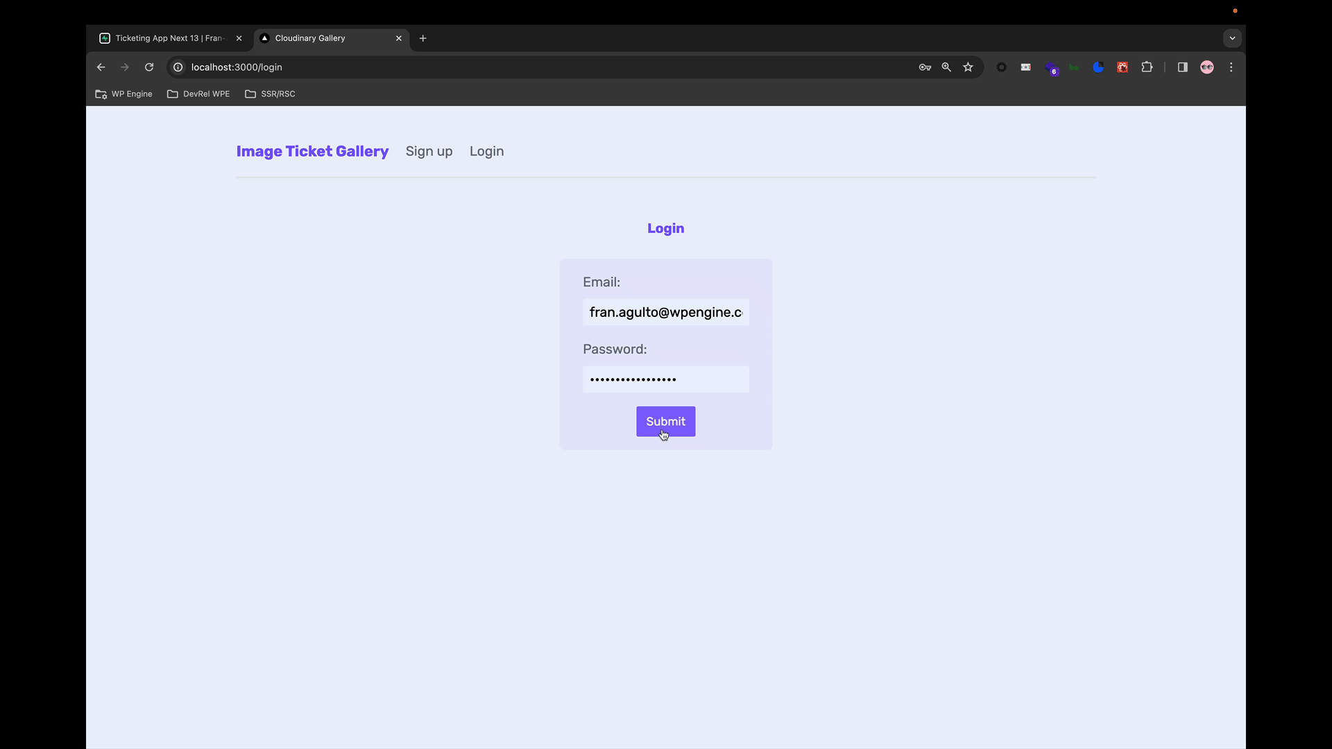 GIF of the Next.js 13/Supabase app
