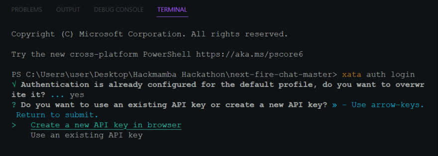 login to create CLI API key