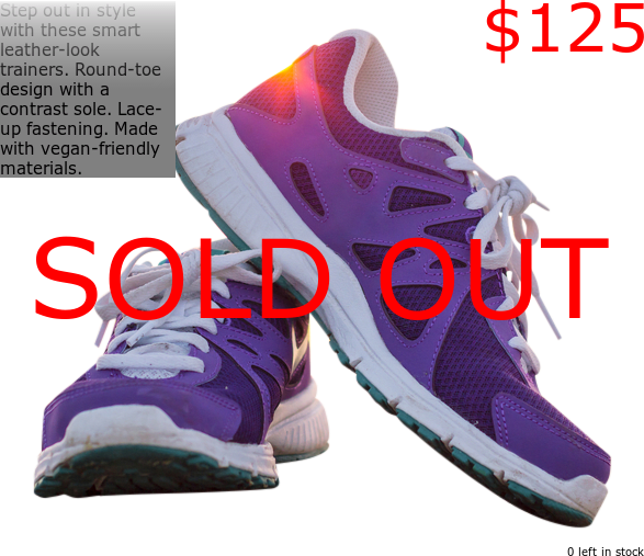 Image of shoes with SOLD OUT in bold red text overlayed on top