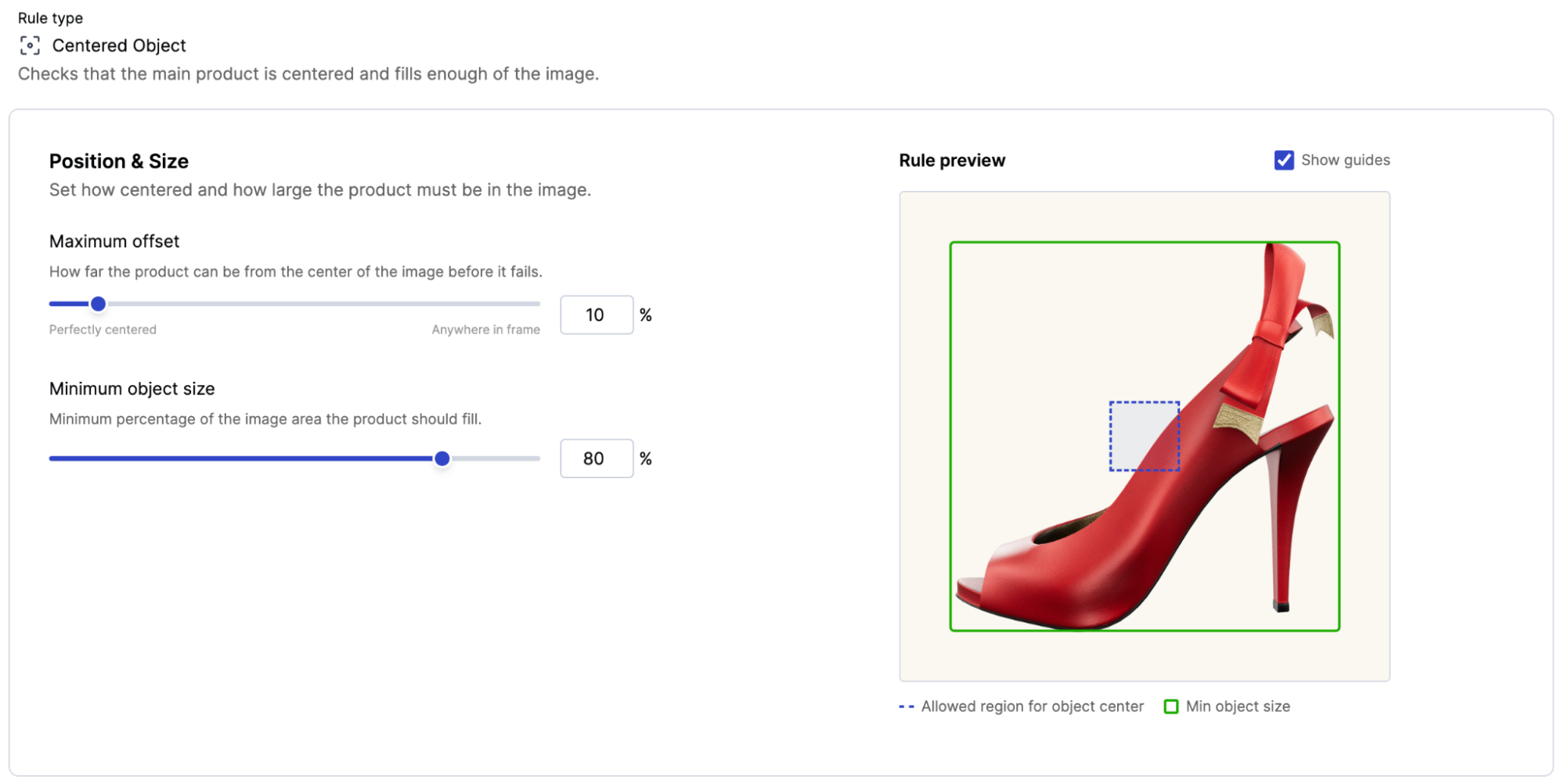 Rule preview for Centered Object