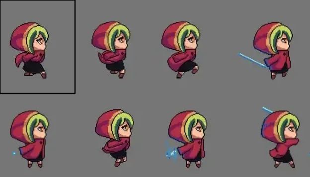 First frame of the spritesheet with the first figure selected