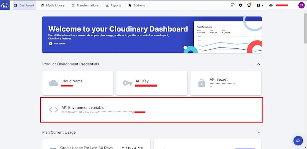 Welcome to your CLoudinary Dashboard