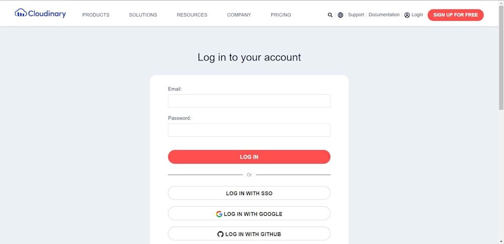 Log into Cloudinary account