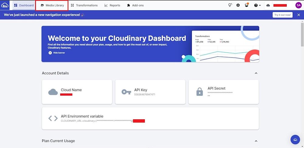 Welcome to your Cloudinary dashboard