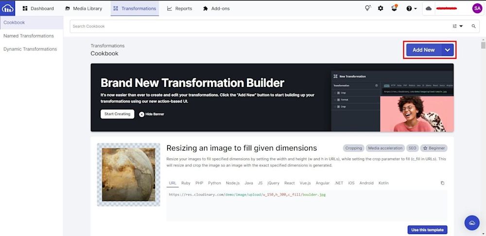 Transformation builder to add cartoonify effect