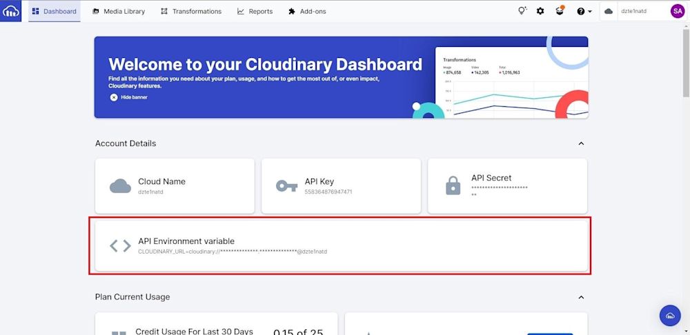 Choose Cloudinary environment variable